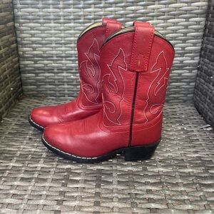 Masterson RB2004C Red Leather Pull On Western Cowboy Boots Youth Toddler Size 12